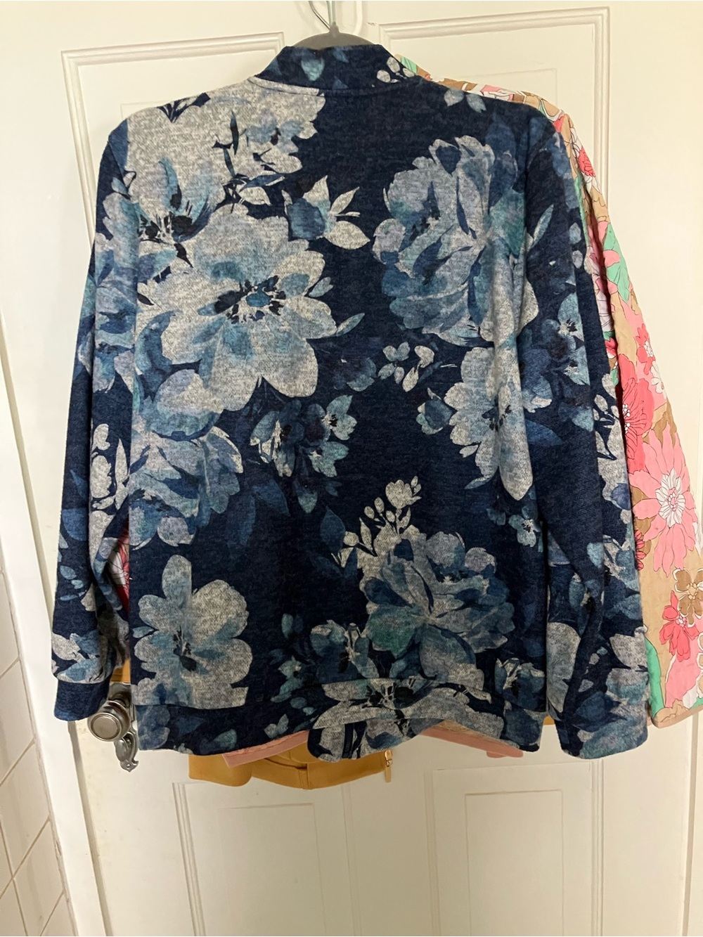 Alfred Dunner Navy Blue Floral Cardigan